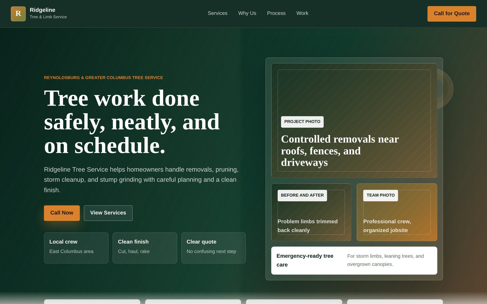 Ridgeline Tree Service homepage on desktop